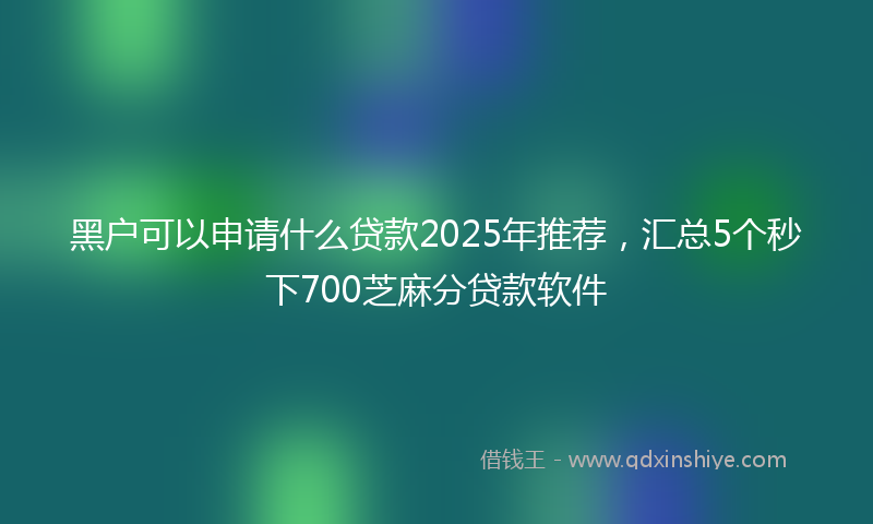 黑户可以申请什么贷款2025年推荐，汇总5个秒下700芝麻分贷款软件