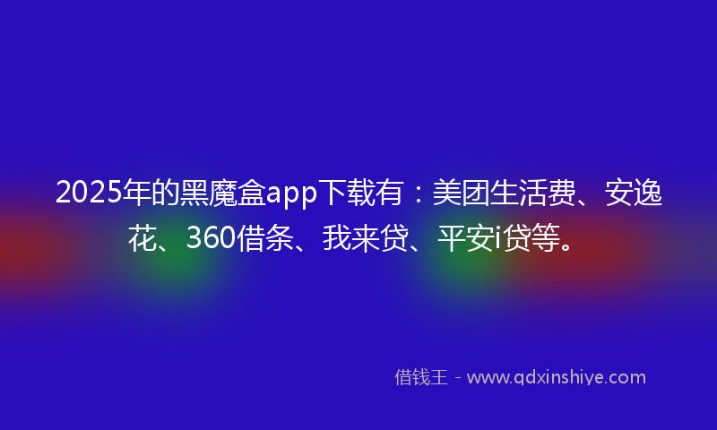 2025年的黑魔盒app下载有：美团生活费、安逸花、360借条、我来贷、平安i贷等。