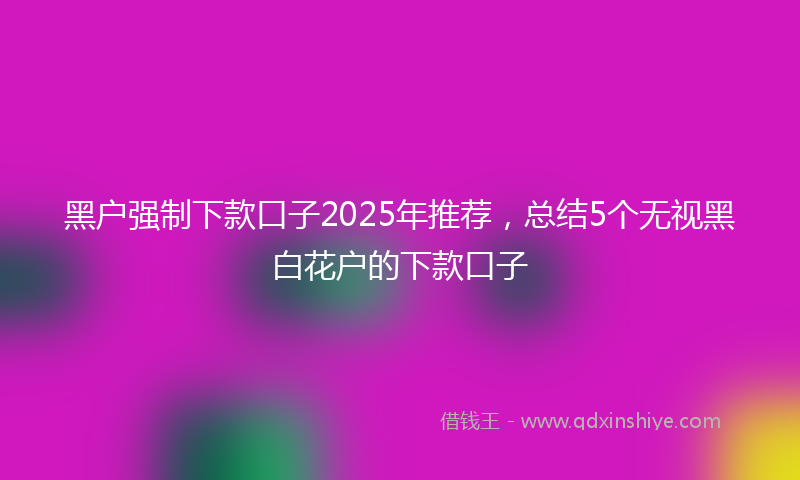 黑户强制下款口子2025年推荐，总结5个无视黑白花户的下款口子