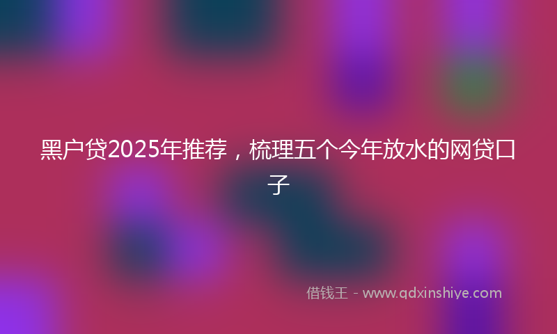 黑户贷2025年推荐，梳理五个今年放水的网贷口子