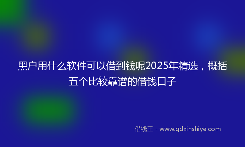 黑户用什么软件可以借到钱呢2025年精选，概括五个比较靠谱的借钱口子