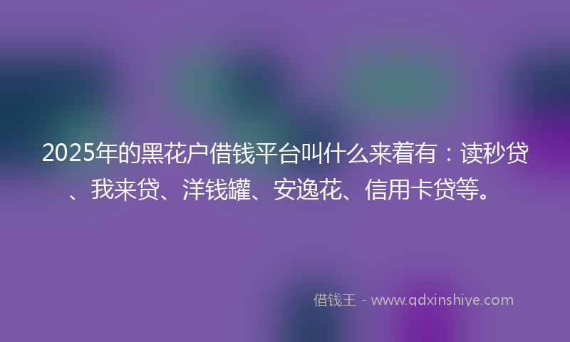 2025年的黑花户借钱平台叫什么来着有：读秒贷、我来贷、洋钱罐、安逸花、信用卡贷等。