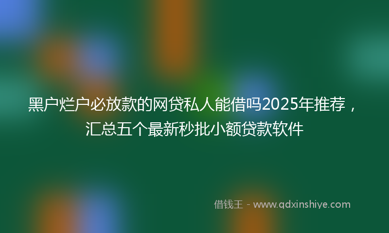 黑户烂户必放款的网贷私人能借吗2025年推荐，汇总五个最新秒批小额贷款软件