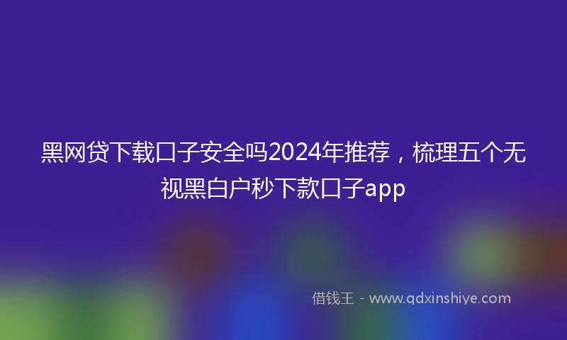 黑网贷下载口子安全吗2024年推荐，梳理五个无视黑白户秒下款口子app