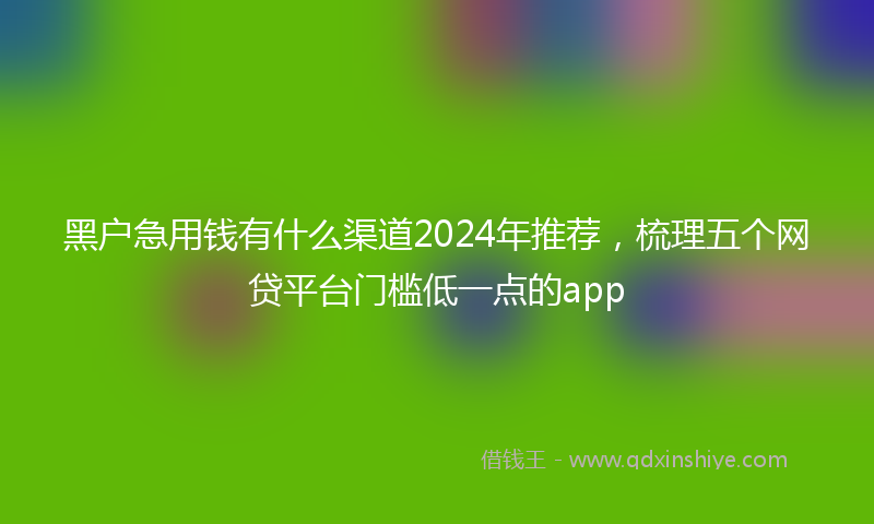 黑户急用钱有什么渠道2024年推荐，梳理五个网贷平台门槛低一点的app