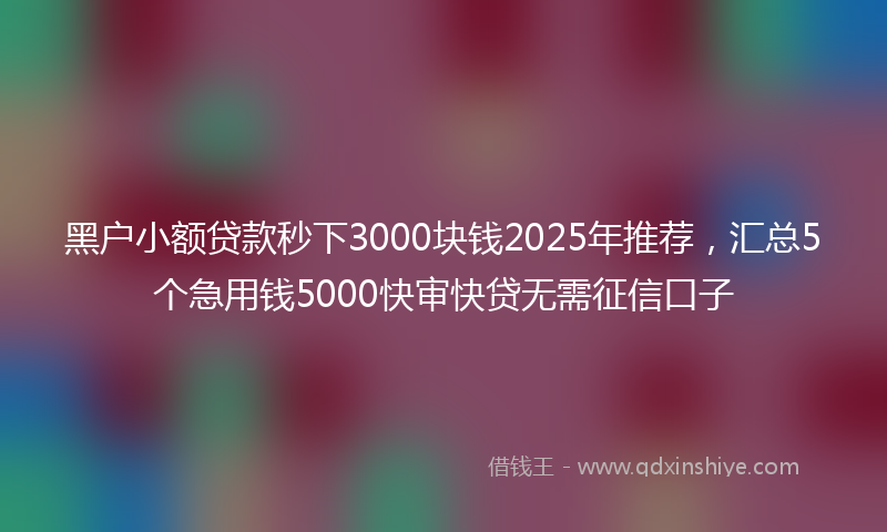 黑户小额贷款秒下3000块钱2025年推荐，汇总5个急用钱5000快审快贷无需征信口子