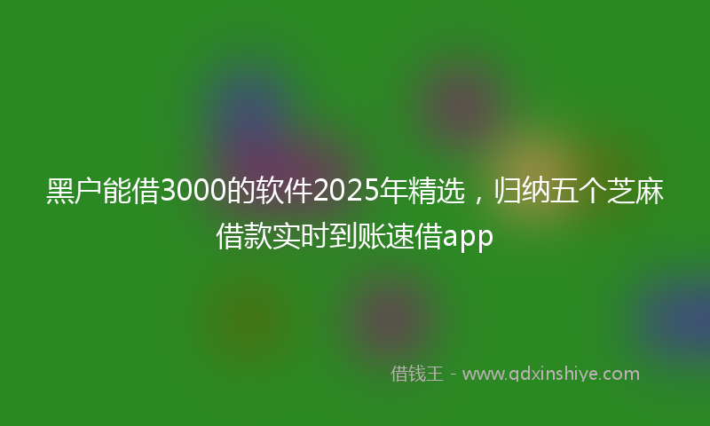 黑户能借3000的软件2025年精选，归纳五个芝麻借款实时到账速借app