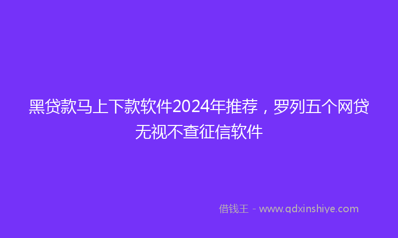 黑贷款马上下款软件2024年推荐，罗列五个网贷无视不查征信软件