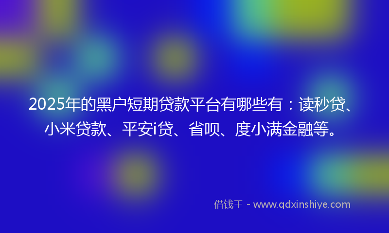 2025年的黑户短期贷款平台有哪些有：读秒贷、小米贷款、平安i贷、省呗、度小满金融等。