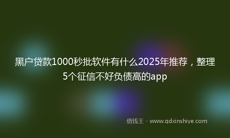 黑户贷款1000秒批软件有什么2025年推荐，整理5个征信不好负债高的app