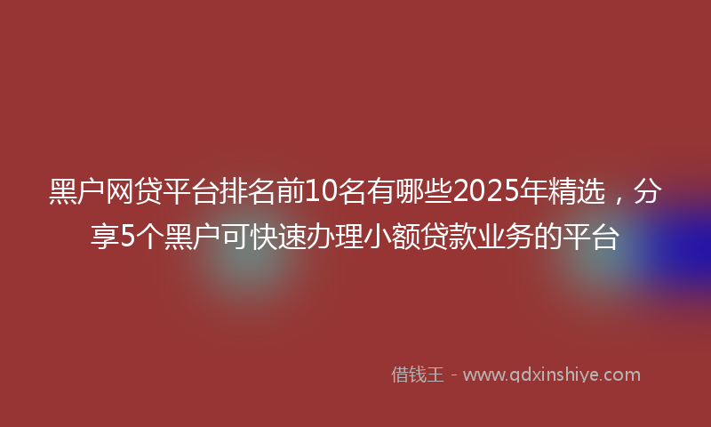 黑户网贷平台排名前10名有哪些2025年精选，分享5个黑户可快速办理小额贷款业务的平台