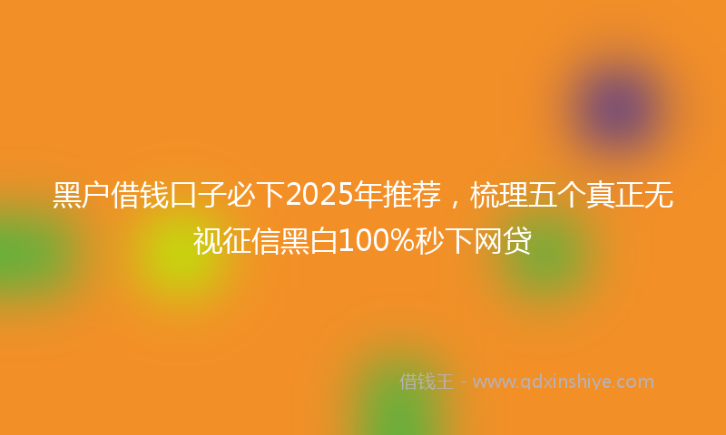 黑户借钱口子必下2025年推荐，梳理五个真正无视征信黑白100%秒下网贷