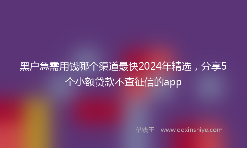 黑户急需用钱哪个渠道最快2024年精选，分享5个小额贷款不查征信的app