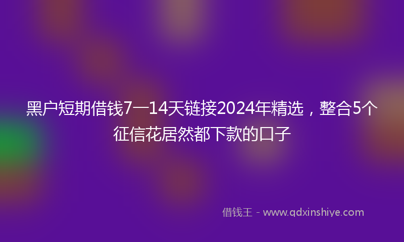 黑户短期借钱7一14天链接2024年精选，整合5个征信花居然都下款的口子