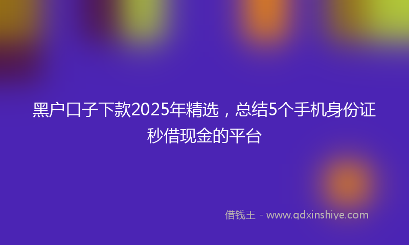 黑户口子下款2025年精选，总结5个手机身份证秒借现金的平台