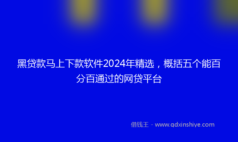 黑贷款马上下款软件2024年精选，概括五个能百分百通过的网贷平台