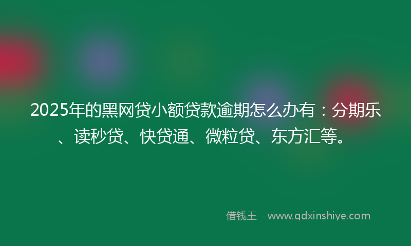 2025年的黑网贷小额贷款逾期怎么办有：分期乐、读秒贷、快贷通、微粒贷、东方汇等。