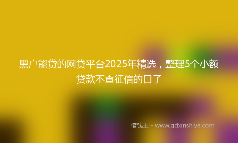 黑户能贷的网贷平台2025年精选，整理5个小额贷款不查征信的口子