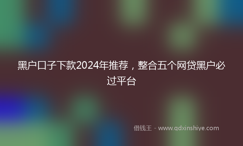 黑户口子下款2024年推荐，整合五个网贷黑户必过平台