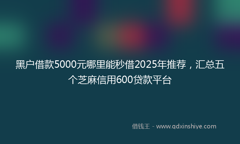 黑户借款5000元哪里能秒借2025年推荐，汇总五个芝麻信用600贷款平台