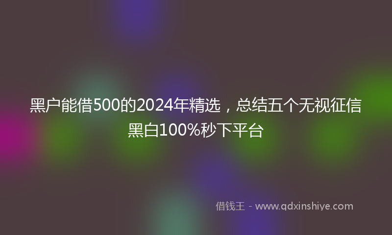 黑户能借500的2024年精选，总结五个无视征信黑白100%秒下平台