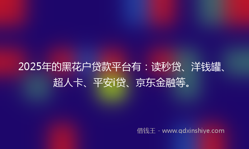 2025年的黑花户贷款平台有：读秒贷、洋钱罐、超人卡、平安i贷、京东金融等。
