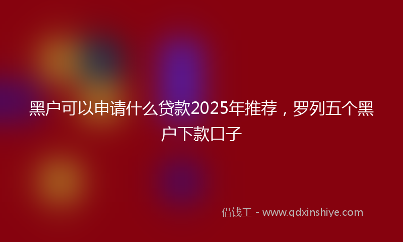 黑户可以申请什么贷款2025年推荐，罗列五个黑户下款口子