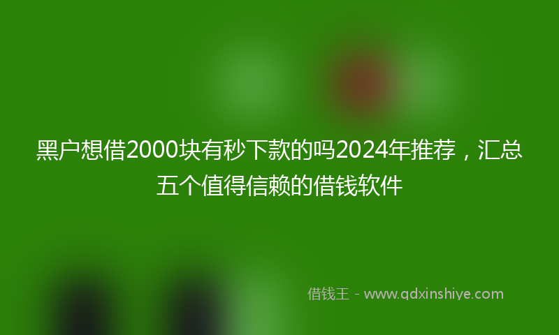 黑户想借2000块有秒下款的吗2024年推荐，汇总五个值得信赖的借钱软件