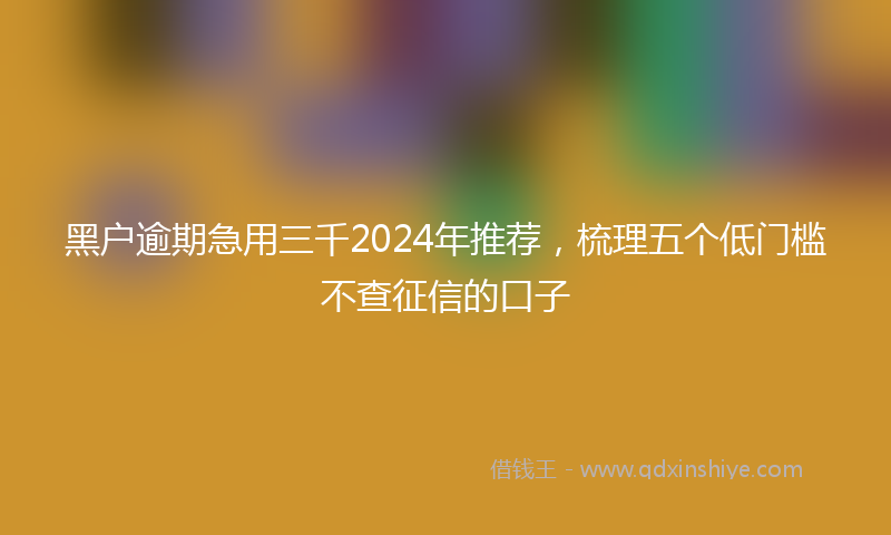 黑户逾期急用三千2024年推荐，梳理五个低门槛不查征信的口子