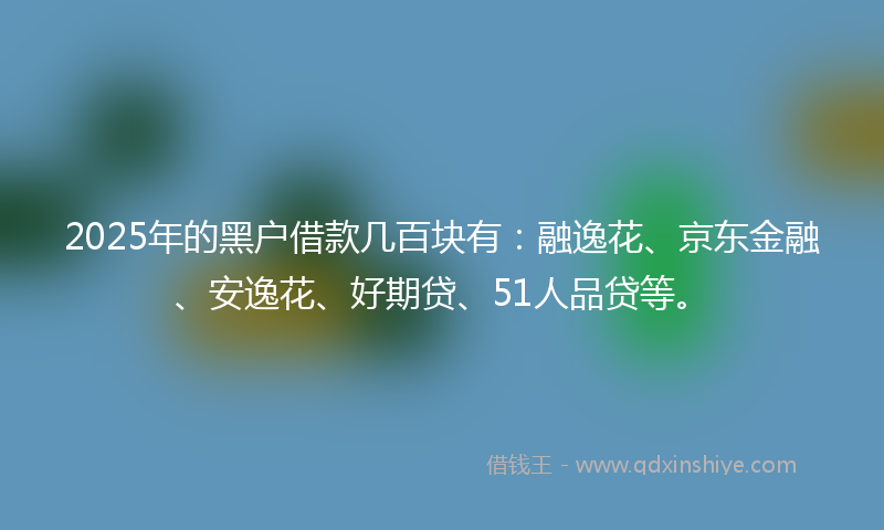 2025年的黑户借款几百块有：融逸花、京东金融、安逸花、好期贷、51人品贷等。