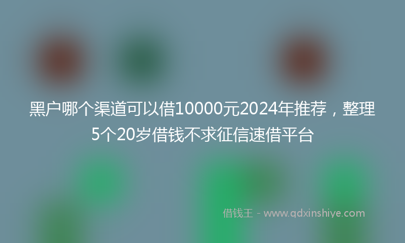 黑户哪个渠道可以借10000元2024年推荐，整理5个20岁借钱不求征信速借平台