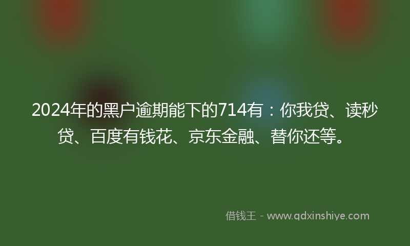 2024年的黑户逾期能下的714有：你我贷、读秒贷、百度有钱花、京东金融、替你还等。