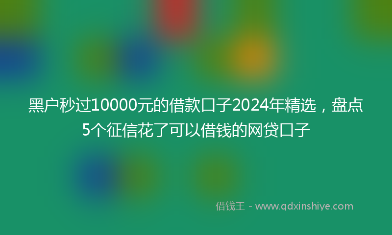 黑户秒过10000元的借款口子2024年精选，盘点5个征信花了可以借钱的网贷口子