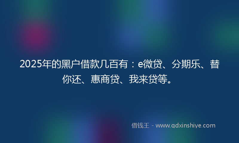2025年的黑户借款几百有：e微贷、分期乐、替你还、惠商贷、我来贷等。