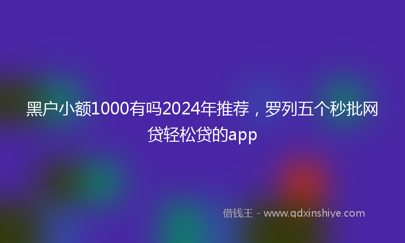 黑户小额1000有吗2024年推荐，罗列五个秒批网贷轻松贷的app