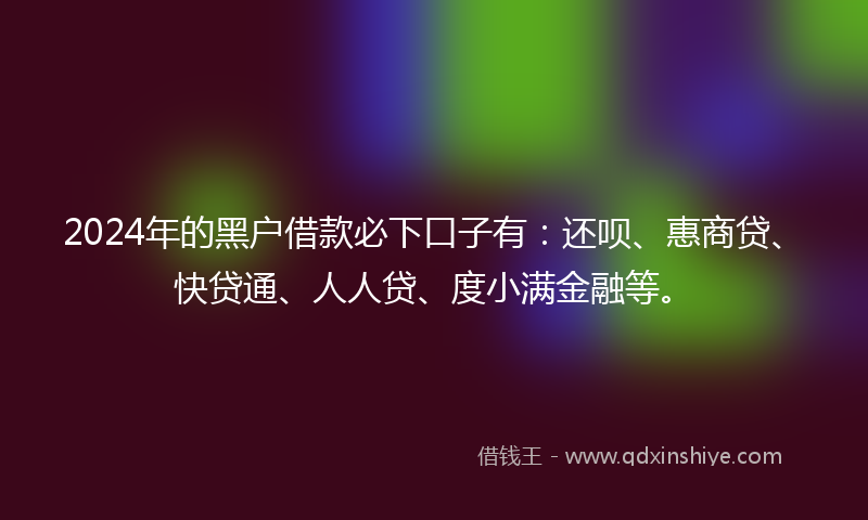 2024年的黑户借款必下口子有：还呗、惠商贷、快贷通、人人贷、度小满金融等。