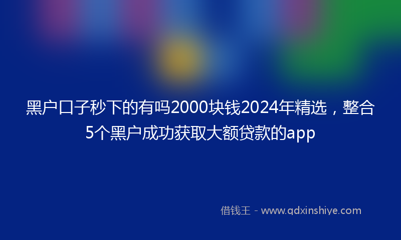 黑户口子秒下的有吗2000块钱2024年精选，整合5个黑户成功获取大额贷款的app