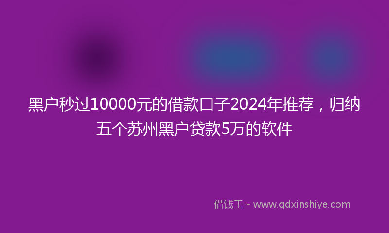 黑户秒过10000元的借款口子2024年推荐，归纳五个苏州黑户贷款5万的软件