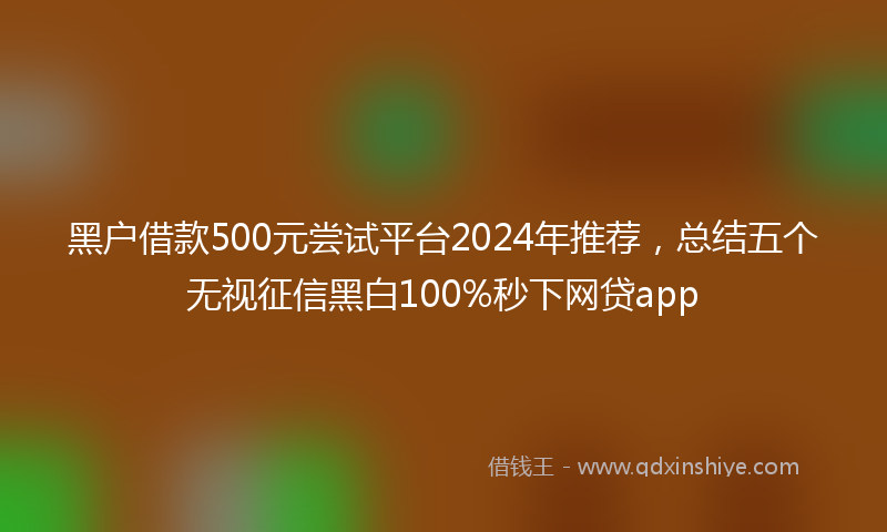 黑户借款500元尝试平台2024年推荐，总结五个无视征信黑白100%秒下网贷app