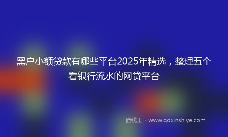 黑户小额贷款有哪些平台2025年精选，整理五个看银行流水的网贷平台
