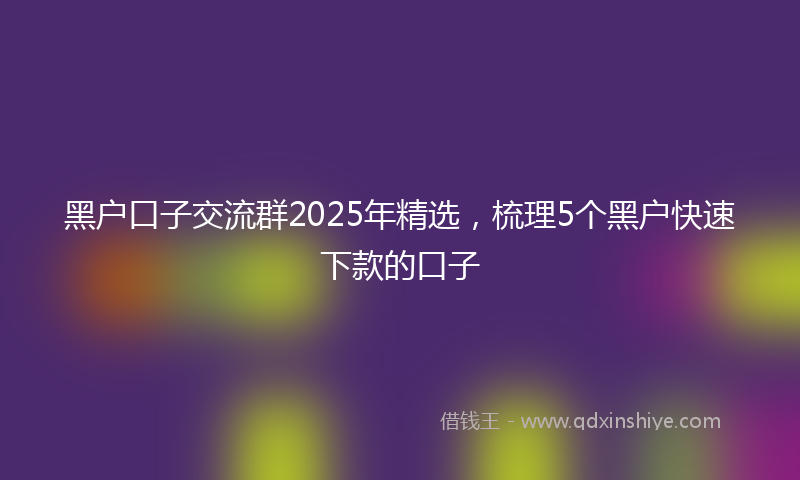 黑户口子交流群2025年精选，梳理5个黑户快速下款的口子