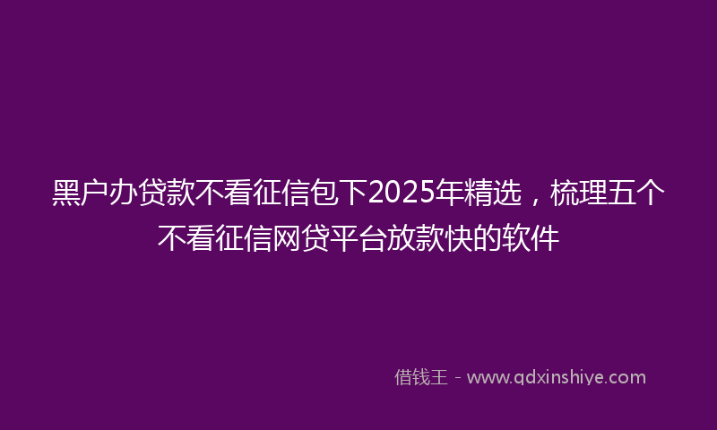 黑户办贷款不看征信包下2025年精选，梳理五个不看征信网贷平台放款快的软件