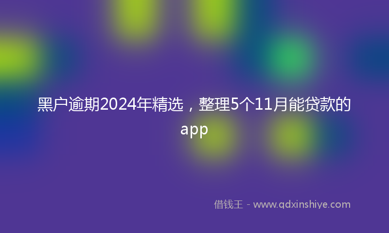 黑户逾期2024年精选，整理5个11月能贷款的app