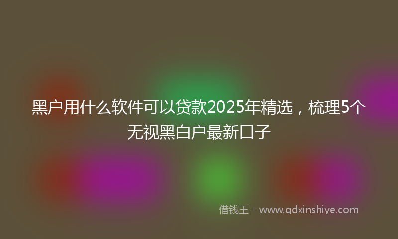 黑户用什么软件可以贷款2025年精选，梳理5个无视黑白户最新口子
