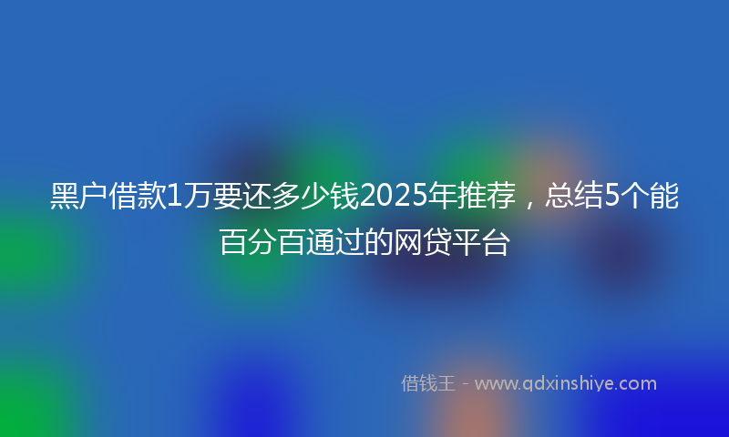 黑户借款1万要还多少钱2025年推荐，总结5个能百分百通过的网贷平台