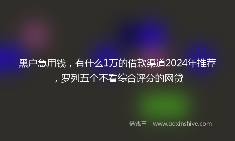 黑户急用钱，有什么1万的借款渠道2024年推荐，罗列五个不看综合评分的网贷