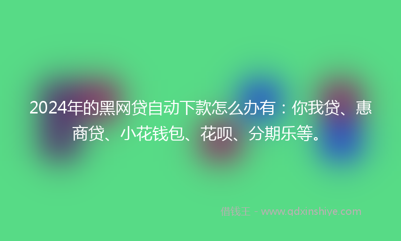 2024年的黑网贷自动下款怎么办有：你我贷、惠商贷、小花钱包、花呗、分期乐等。