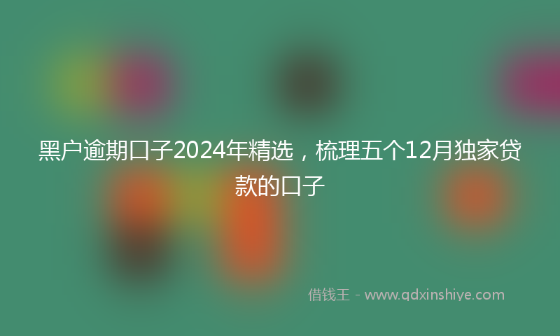 黑户逾期口子2024年精选，梳理五个12月独家贷款的口子