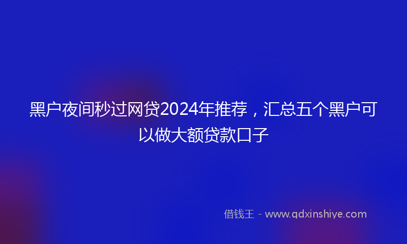 黑户夜间秒过网贷2024年推荐，汇总五个黑户可以做大额贷款口子