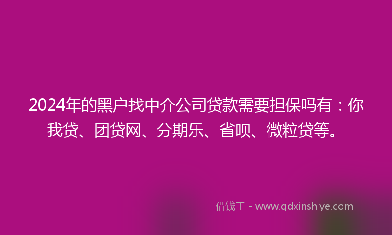 2024年的黑户找中介公司贷款需要担保吗有：你我贷、团贷网、分期乐、省呗、微粒贷等。